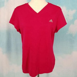 Adidas Athletic Tee Raspberry Red Short Sleeve Size Large